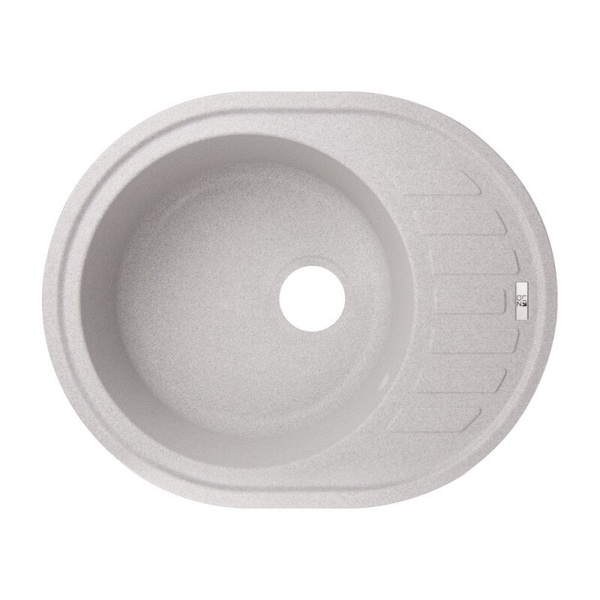Раковина на кухню керамічна овальна LIDZ GRA-09 500мм x 620мм сірий без сифону LIDZGRA09620500200