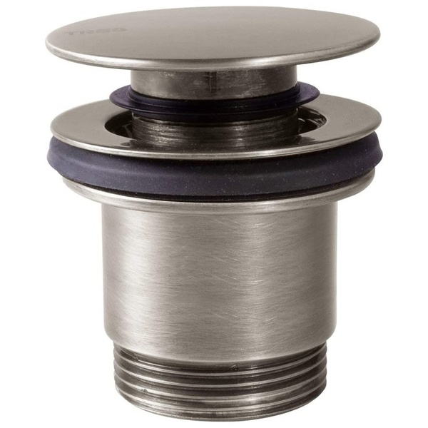 Донний клапан натискний для раковини TRES Docce без переливу метал 1 1/4" глянцевий сатин 24284001AC