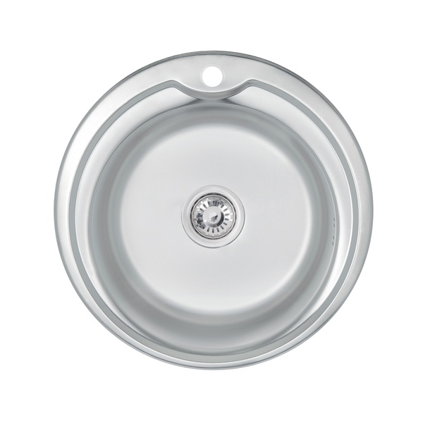 Кухонна мийка сталева кругла LIDZ 510мм x 510мм матова 0.6мм із сифоном LIDZ510D06SAT180