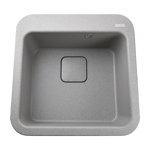 Кухонна мийка керамогранітна квадратна GLOBUS LUX BARBORA 510мм x 510мм сірий без сифону 000013966