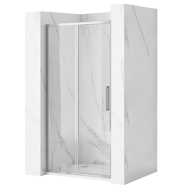 Двері для душової ніші REA Rapid Slide скляні розсувні двосекційні 195x130см прозорі 6мм профіль хром REA-K5603