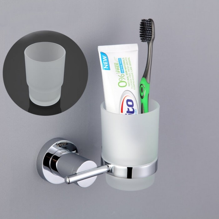 Стакан для зубных щеток GAPPO G1806 округлый стеклянный хром