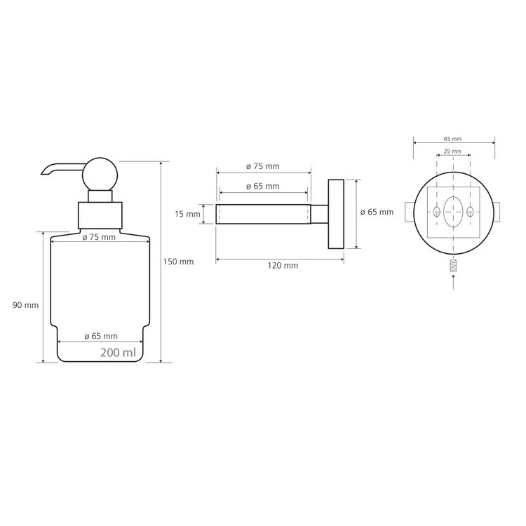 Дозатор для жидкого мыла BEMETA RETRO Mini настенный на 200мл округлый стеклянный хром 144309102