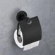 Держатель для туалетной бумаги с крышкой FRAP округлый из нержавеющей стали черный F30203 8 из 8