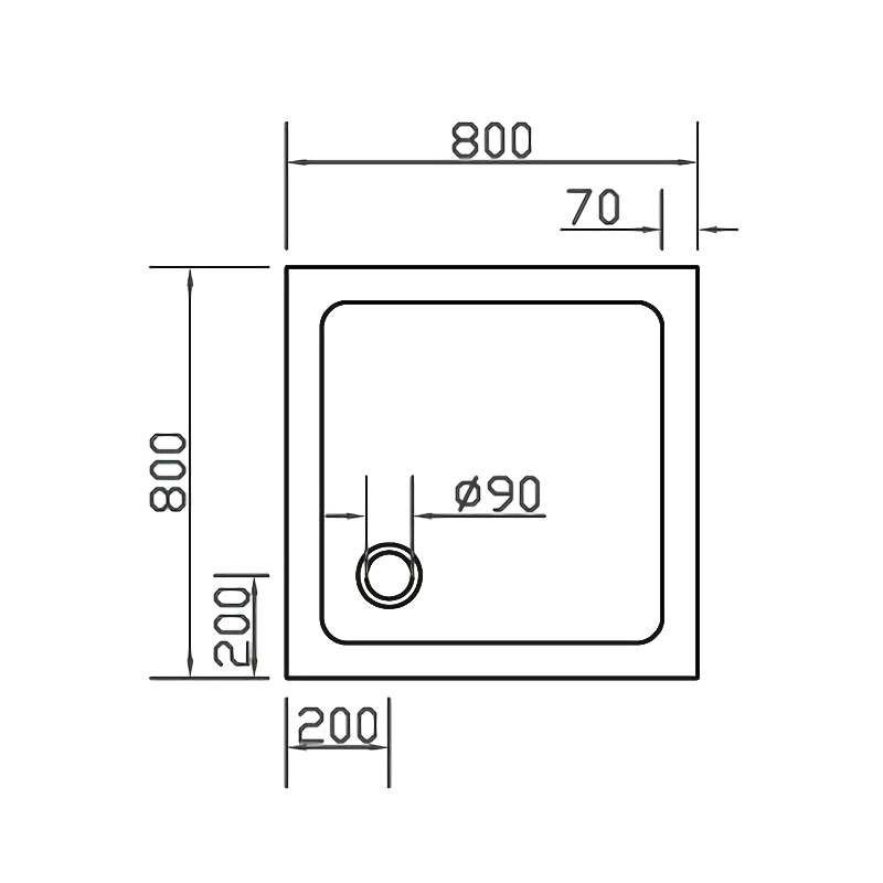 Піддон для душової кабіни EGER SMC 599-8080S 80x80x3.5см композитний без сифону білий