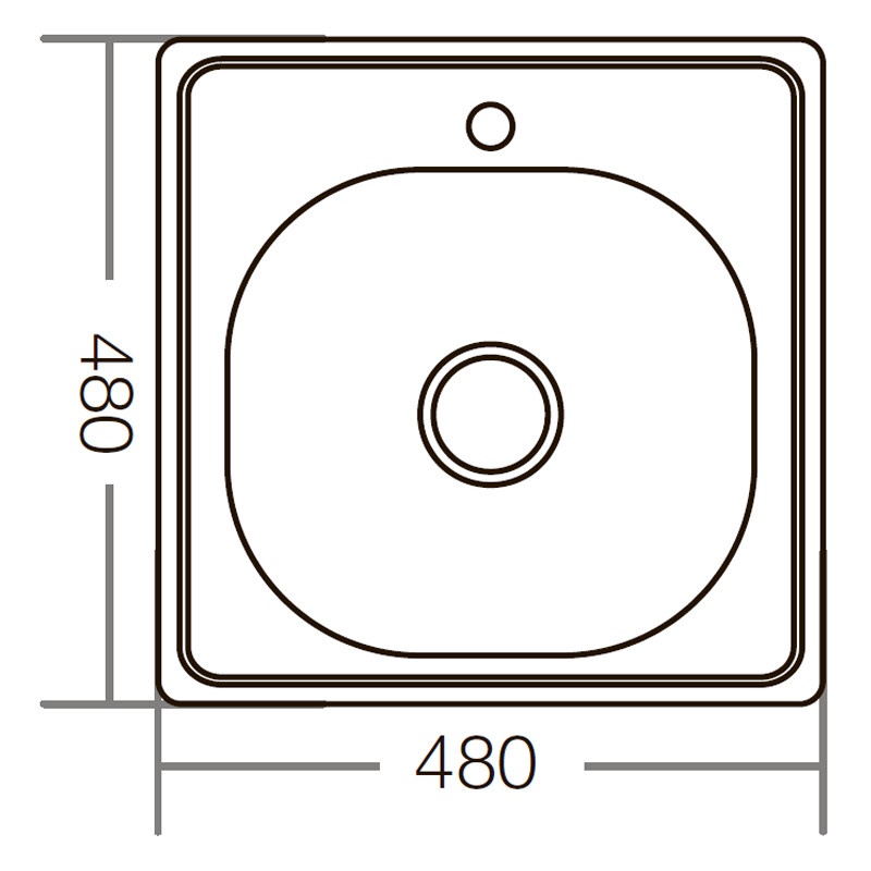 Мийка для кухні із нержавіючої сталі квадратна ZERIX Z4848-06-160D 480x480x160мм мікротекстура 0.6мм із сифоном ZM0558