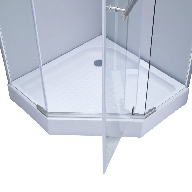Кабина для душа пятиугольная угловая c поддоном LIDZ Dozorca 90x90x205см прозрачное стекло 6мм профиль хром LDSC9090CRMLOWTR