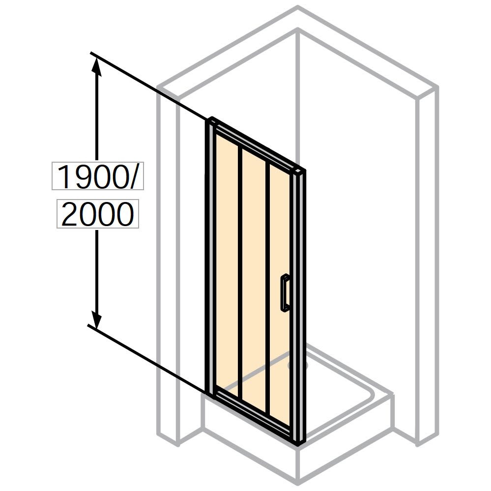 Двері скляні для душової ніші універсальні розсувні трисекційні HUPPE Classics 2 200x90см прозоре скло 4мм профіль хром C20307.069.321
