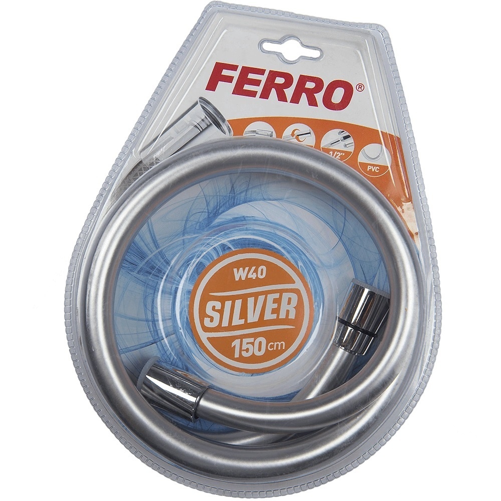 Шланг для душа FERRO 1500мм силиконовый хром W40