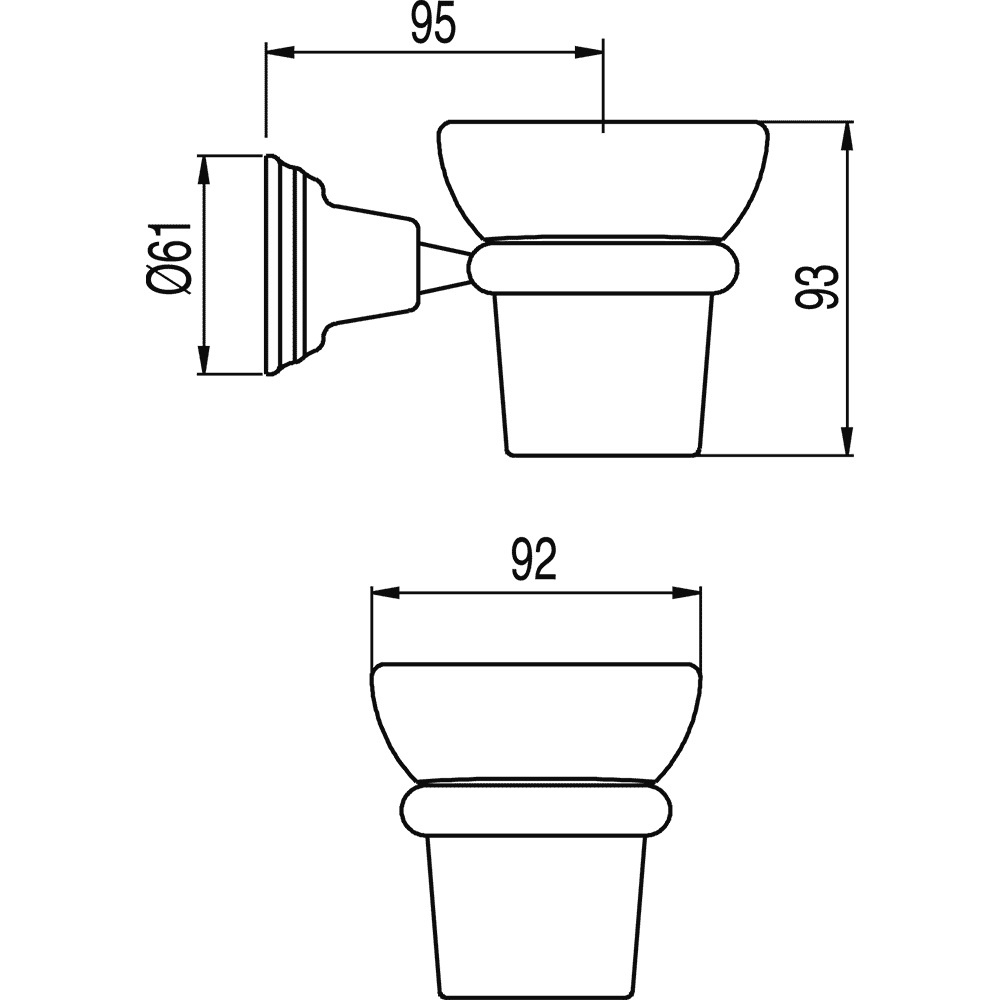 Подставка для зубных щеток настенная для ванной TRES Clasic белый керамика 12463612