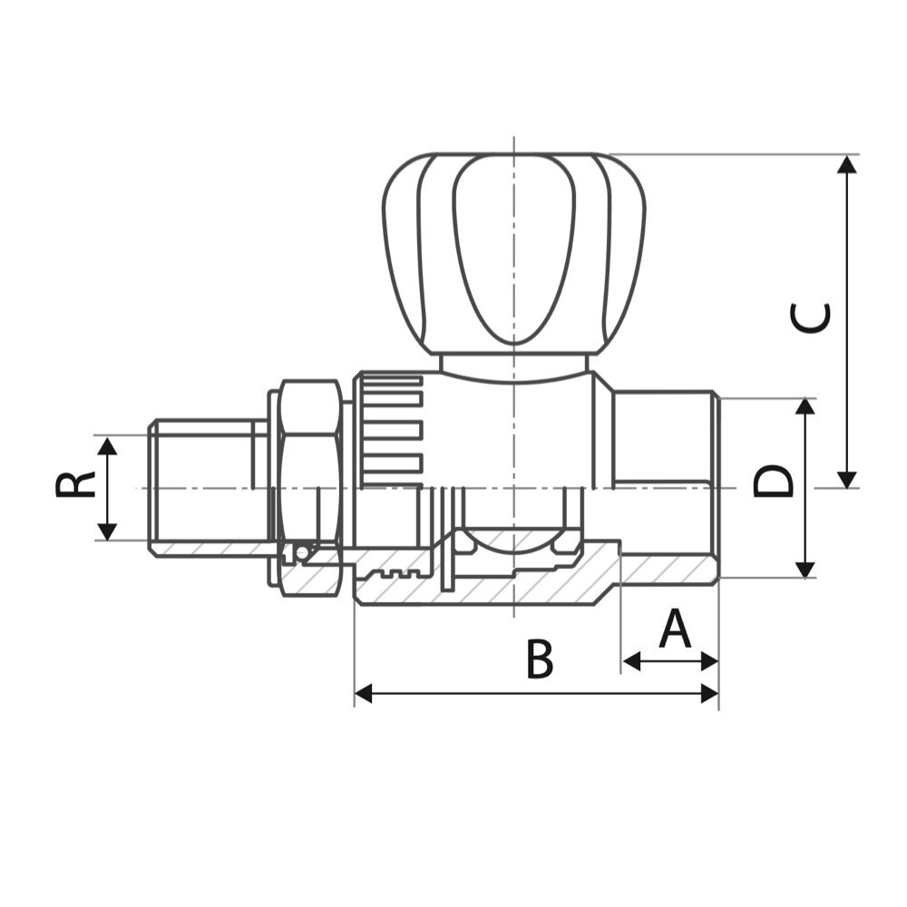 Кран радиаторный ITAL PPR прямой 25х3/4" с американкой SQ-1045680