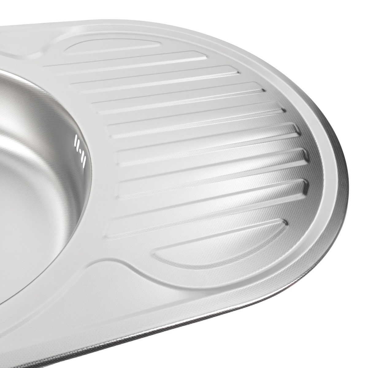 Мийка для кухні із нержавіючої сталі овальна PLATINUM 7750 770x500x170мм мікротекстура 0.6мм із сифоном PLS-A9229