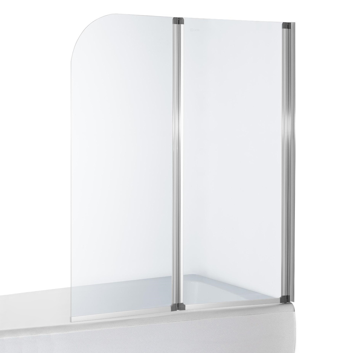 Ширма стеклянная для ванной оборачиваемая двухсекционная распашная 138см x 120см EGER стекло прозрачное 5мм профиль хром 599-121CH