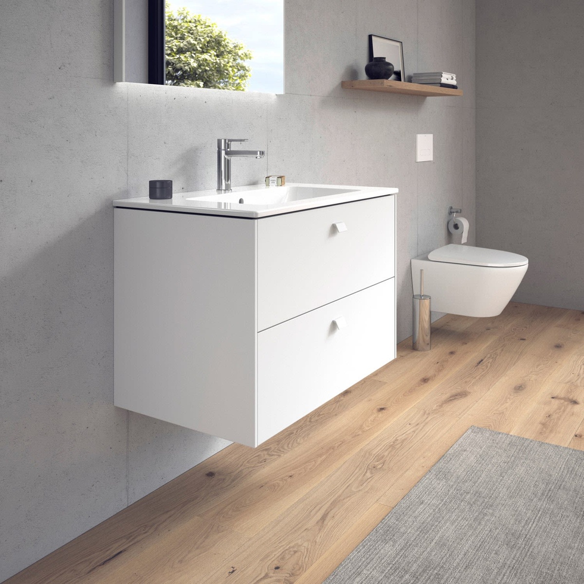 Тумба под умывальник DURAVIT Brioso 82x55.3x47.9см подвесная белая BR410201818