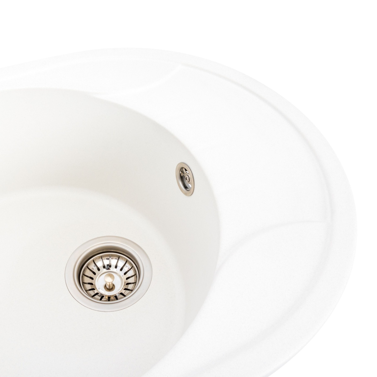 Мийка для кухні гранітна овальна PLATINUM 5847 ONYX 575x465x185мм із сифоном біла PLS-A38314