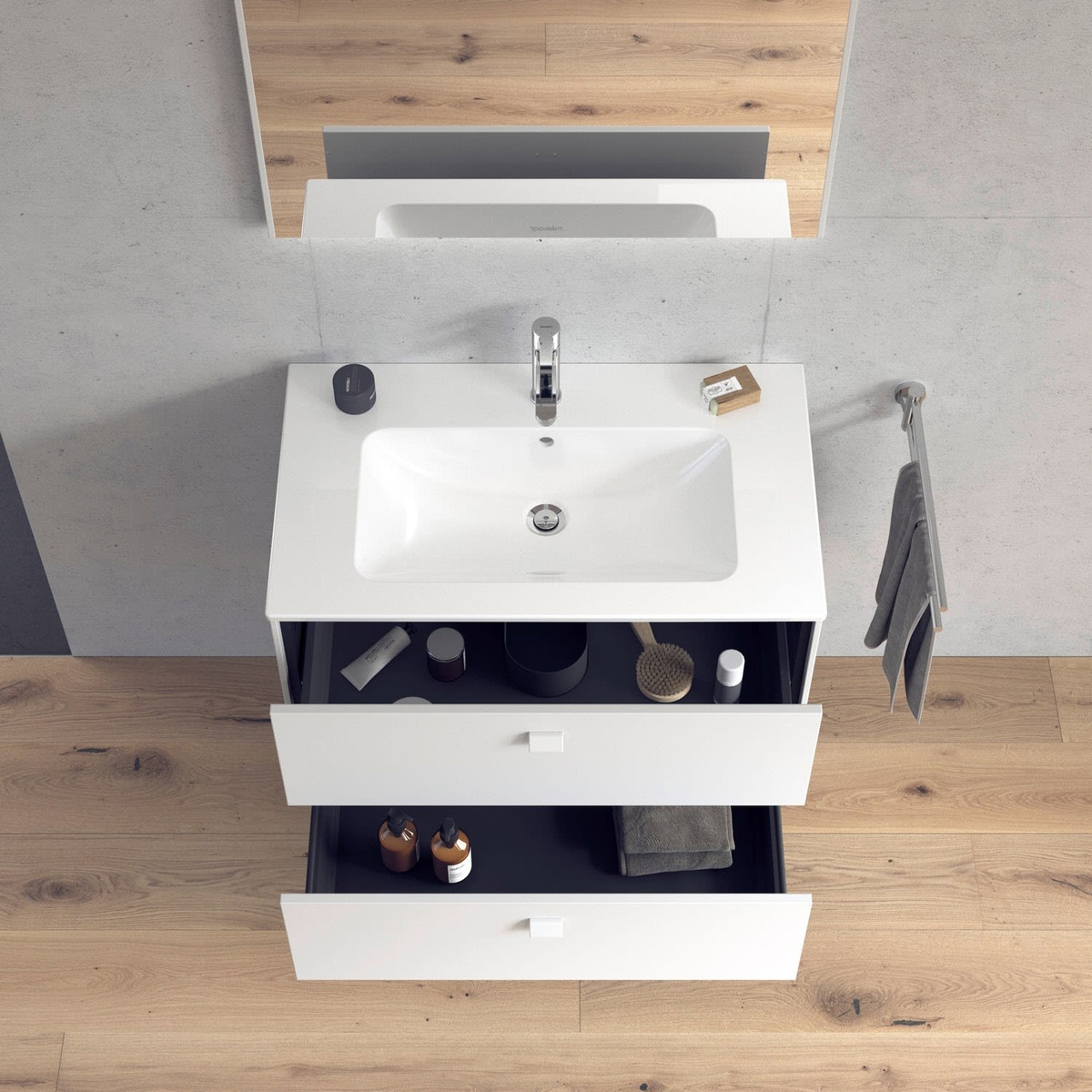 Тумба под умывальник DURAVIT Brioso 82x55.3x47.9см подвесная белая BR410201818