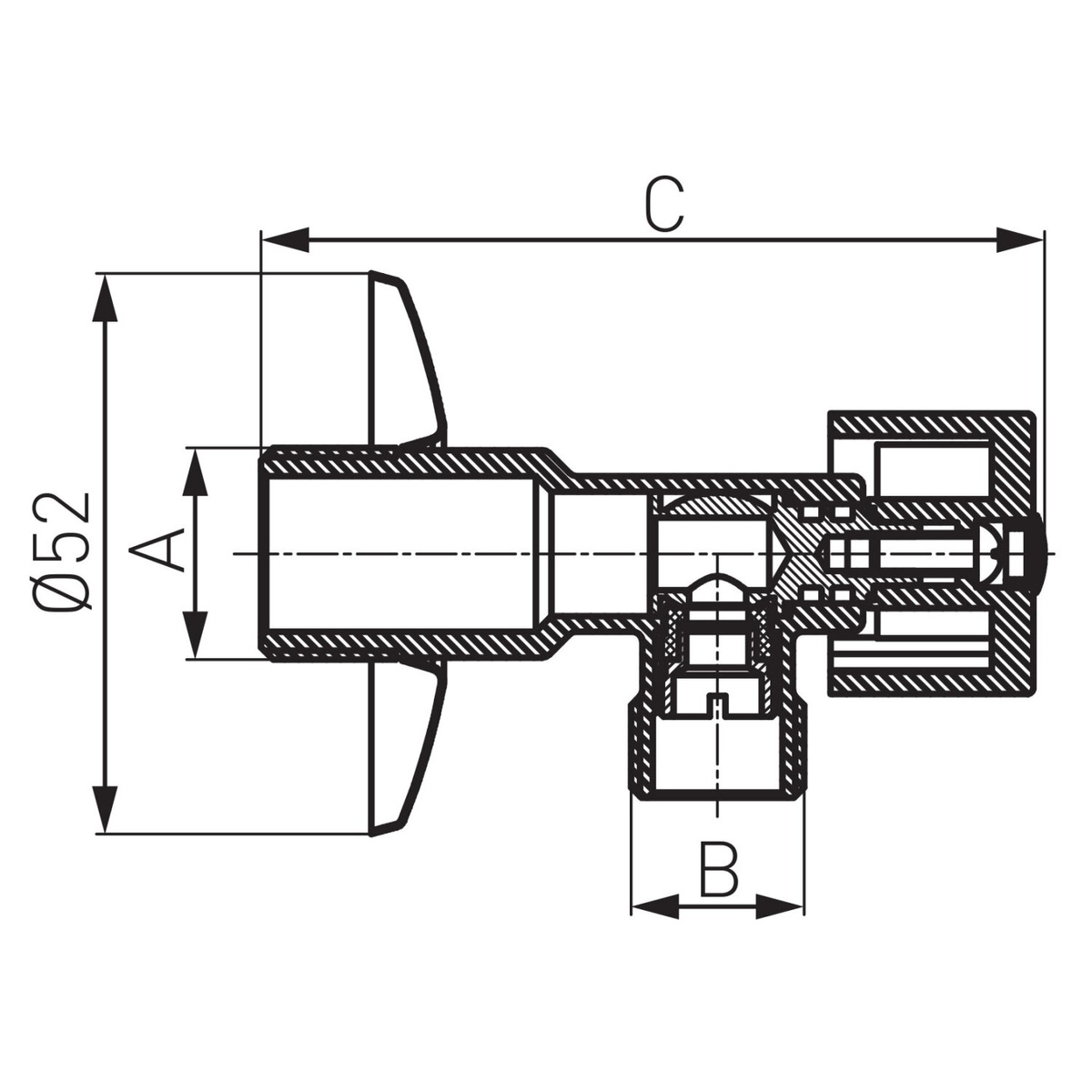 Кран шаровой бытовой FERRO угловой 1/2"x3/4" нр-нр Z1234K