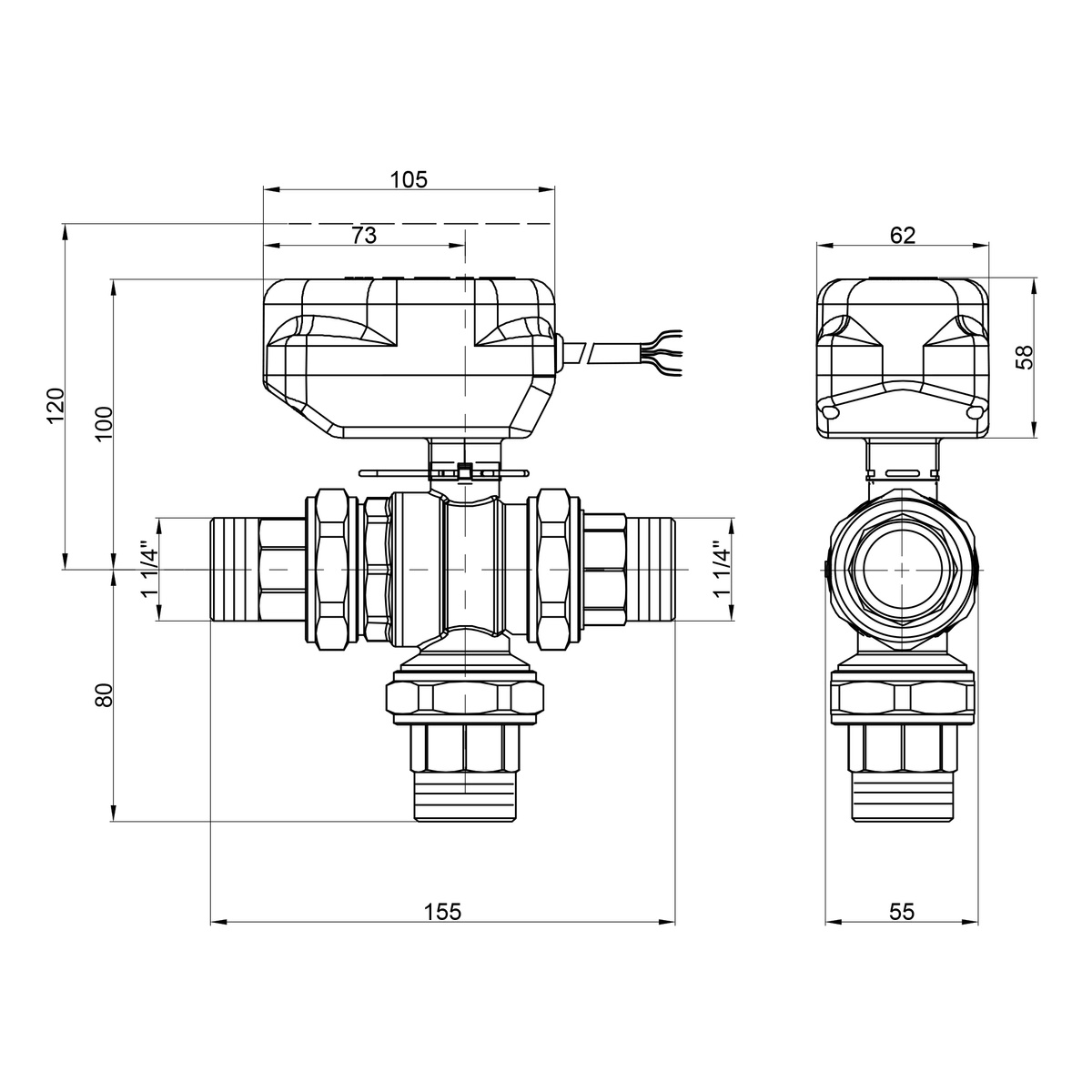 Термостатический 3-х ходовой клапан ICMA смесительный 1 1/4" №344 82344AG0553