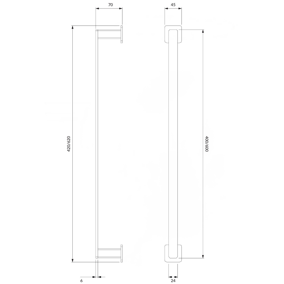 Тримач для рушників OMNIRES NELSON 420мм прямокутний металевий сірий NL80214GR
