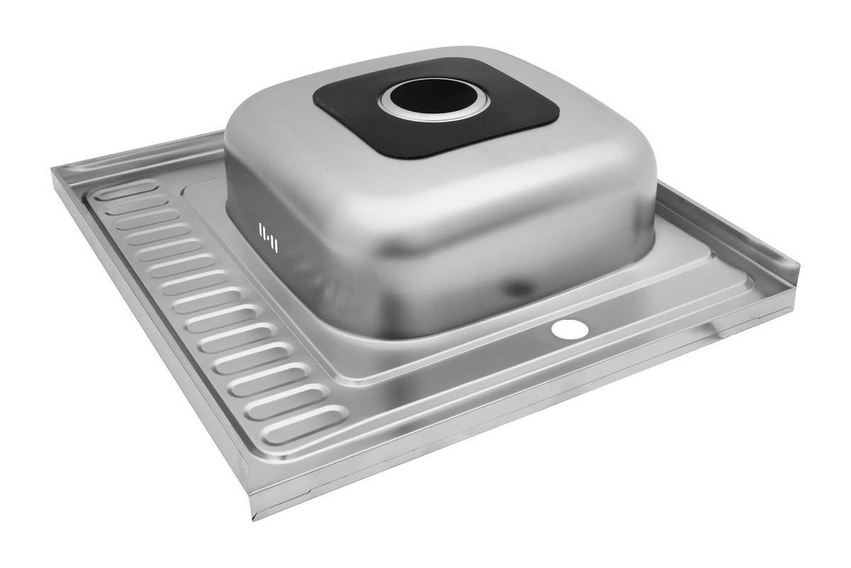 Мийка для кухні із нержавіючої сталі квадратна накладна KRONER KRP 600x600x160мм матова 0.6мм із сифоном CV022824