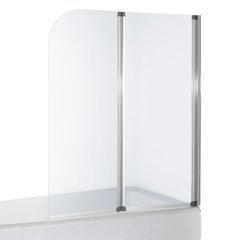Ширма стеклянная для ванной оборачиваемая двухсекционная распашная 138см x 120см EGER стекло прозрачное 5мм профиль хром 599-121CH