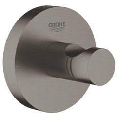 Крючок настенный одинарный GROHE Essentials 40364AL1 округлый металлический темный графит
