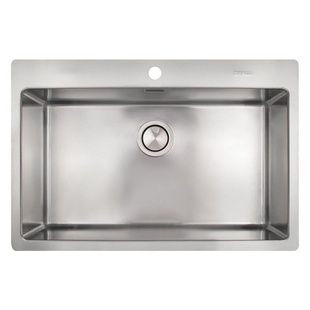 Мойка для кухни APELL из нержавеющей стали Linear Plus 770x510мм прямоугольная врезная матовая 0.8мм с сифоном LNP77FBC
