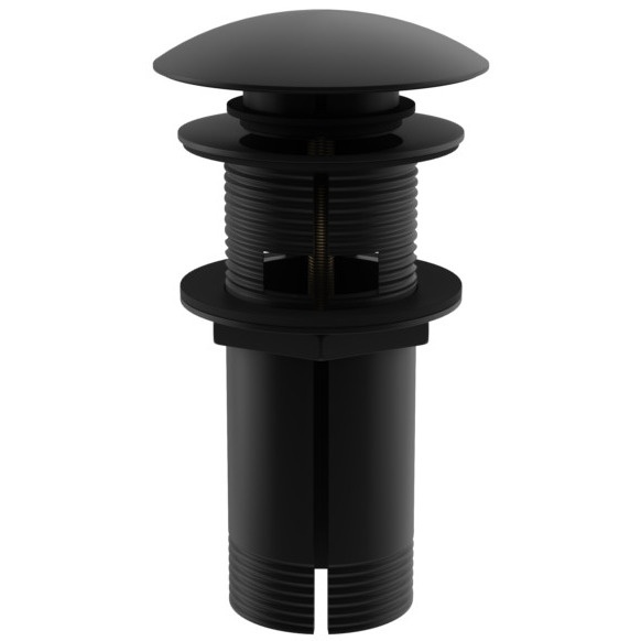 Донний клапан натискний для раковини KOHLMAN 66мм із переливом латунь 1 1/4" матований чорний EB