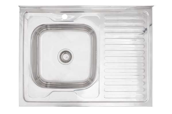 Мойка для кухни из нержавеющей стали прямоугольная накладная KRONER KRP 800x600x160мм глянцевая 0.6мм с сифоном CV022817