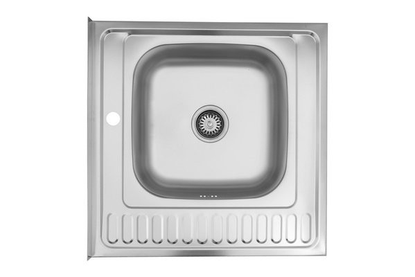 Мийка для кухні із нержавіючої сталі квадратна накладна KRONER KRP 600x600x160мм матова 0.6мм із сифоном CV022824