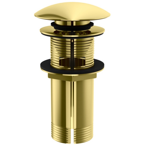 Донный клапан нажимной для раковины KOHLMAN 66мм с переливом латунь 1 1/4" глянцевый золотой EGD