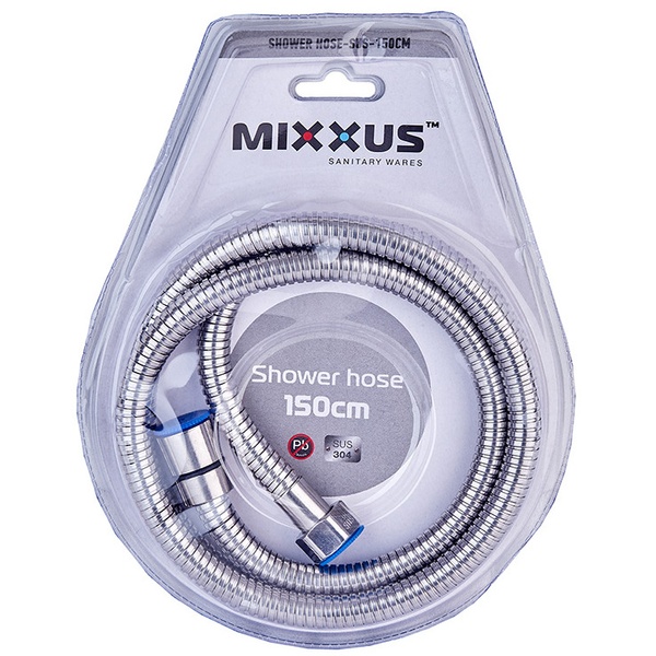 Шланг для душу MIXXUS Shower hose 1500мм із нержавіючої сталі хром MI6053