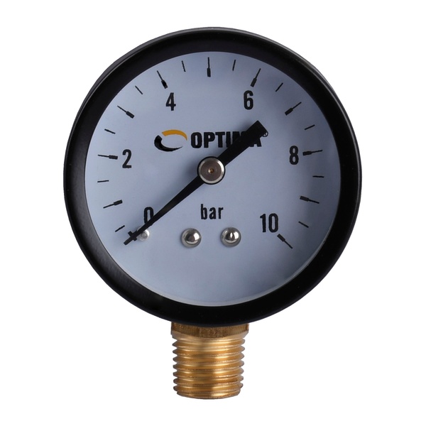 Манометр давления воды OPTIMA на 10 бар с нижним подключением 1/4" корпус Ø50 мм 000020924