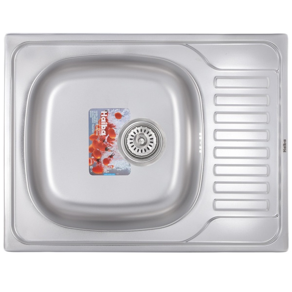 Мийка для кухні із нержавіючої сталі прямокутна HAIBA Satin 650x500x180мм матова 0.8мм із сифоном HB0555