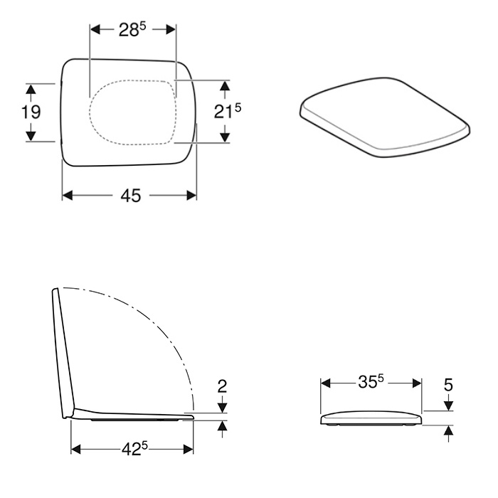 Сидіння для унітазу GEBERIT SELNOVA 500.335.01.1 із мікроліфтом дюропласт 355x450мм швидкознімне 190мм між кріпленнями біле