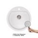 Раковина на кухню керамогранітна кругла Q-TAP CS 505мм x 505мм білий із сифоном QTD510WHI650 3 з 6
