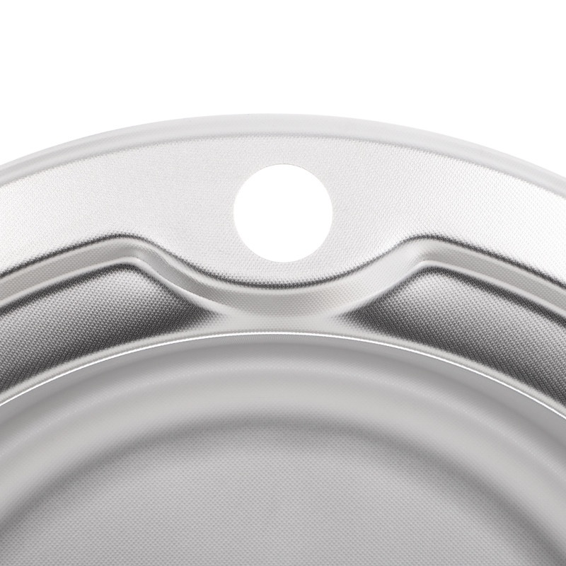 Мийка для кухні із нержавіючої сталі кругла ZERIX Z510-08-180MD 510x510x180мм мікротекстура 0.8мм із сифоном ZS0561