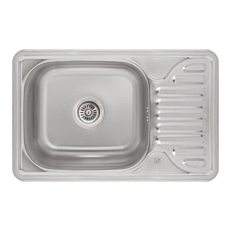 Кухонна мийка із нержавіючої сталі прямокутна LIDZ 420мм x 660мм матова 0.8мм із сифоном LIDZ664208SAT