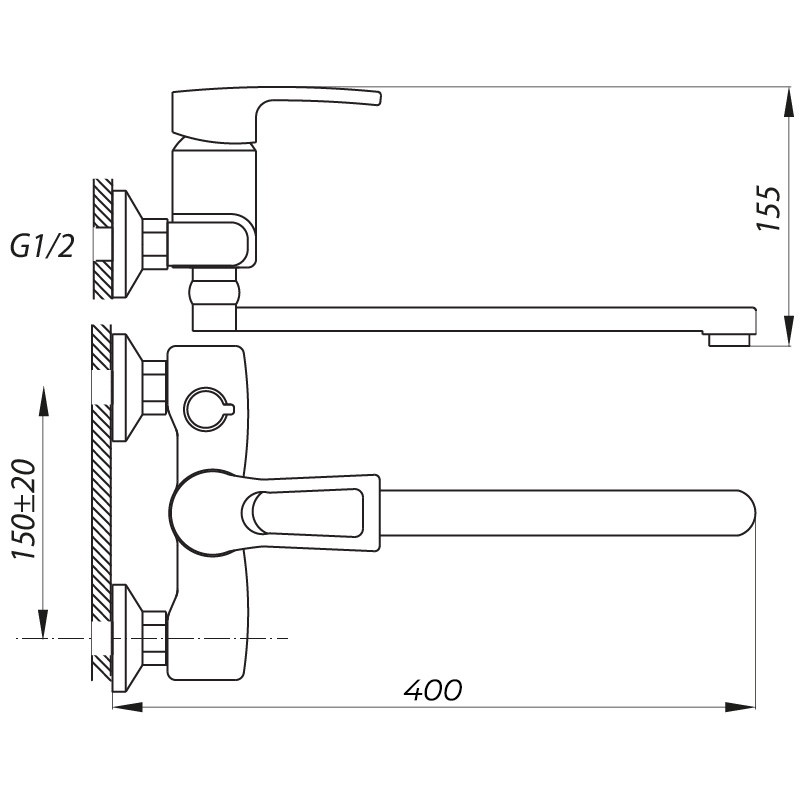 Змішувач для ванної одноважільний із довгим виливом ZERIX JLB 279 хром силумін ZX2944