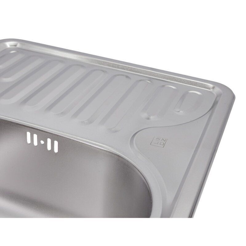 Кухонна мийка із нержавіючої сталі прямокутна LIDZ 420мм x 660мм матова 0.8мм із сифоном LIDZ664208SAT