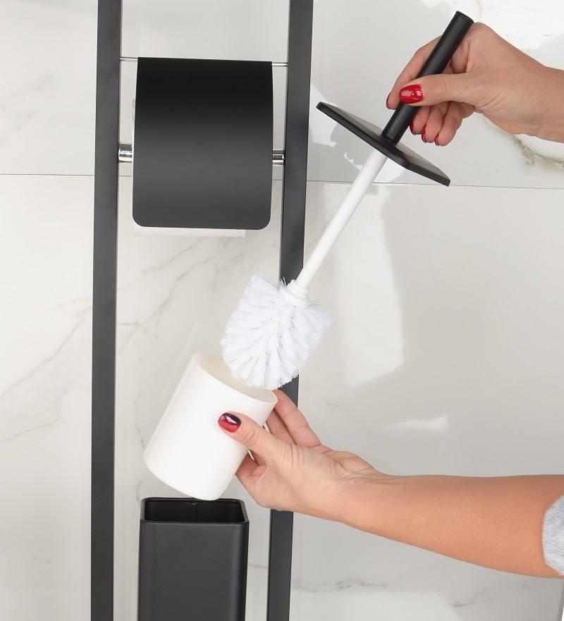 Йоржик для унітазу підлоговий з тримачем туалетного паперу YOKA PD.BARCA FB прямокутний із нержавіючої сталі чорний reac-20000000130