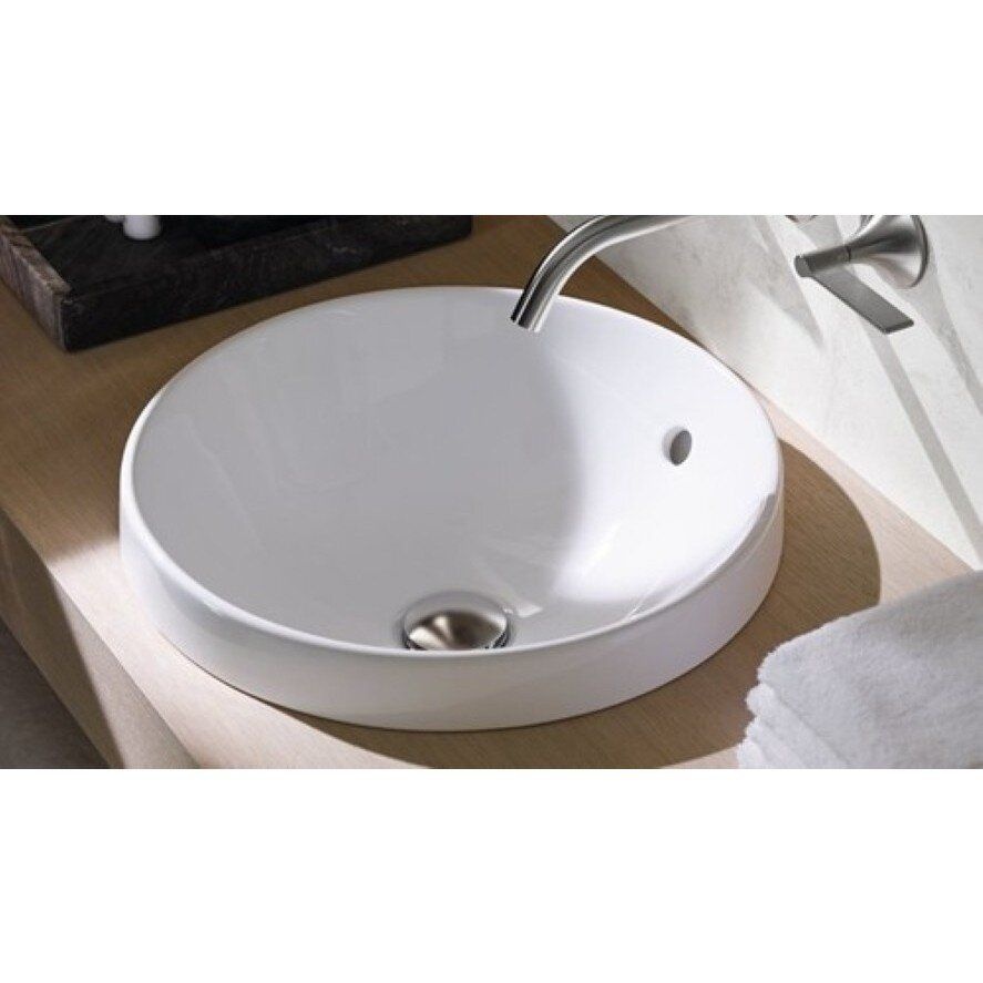 Умывальник врезной в ванную на столешницу 400мм x 400мм GEBERIT VariForm белый круглая 500.701.01.2