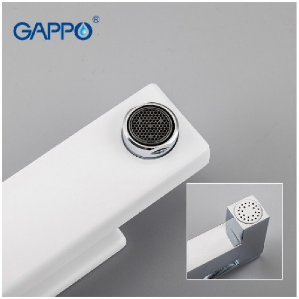 Змішувач для гігієнічного душу GAPPO на умивальник із лійкою одноважільний білий латунь G1017-1
