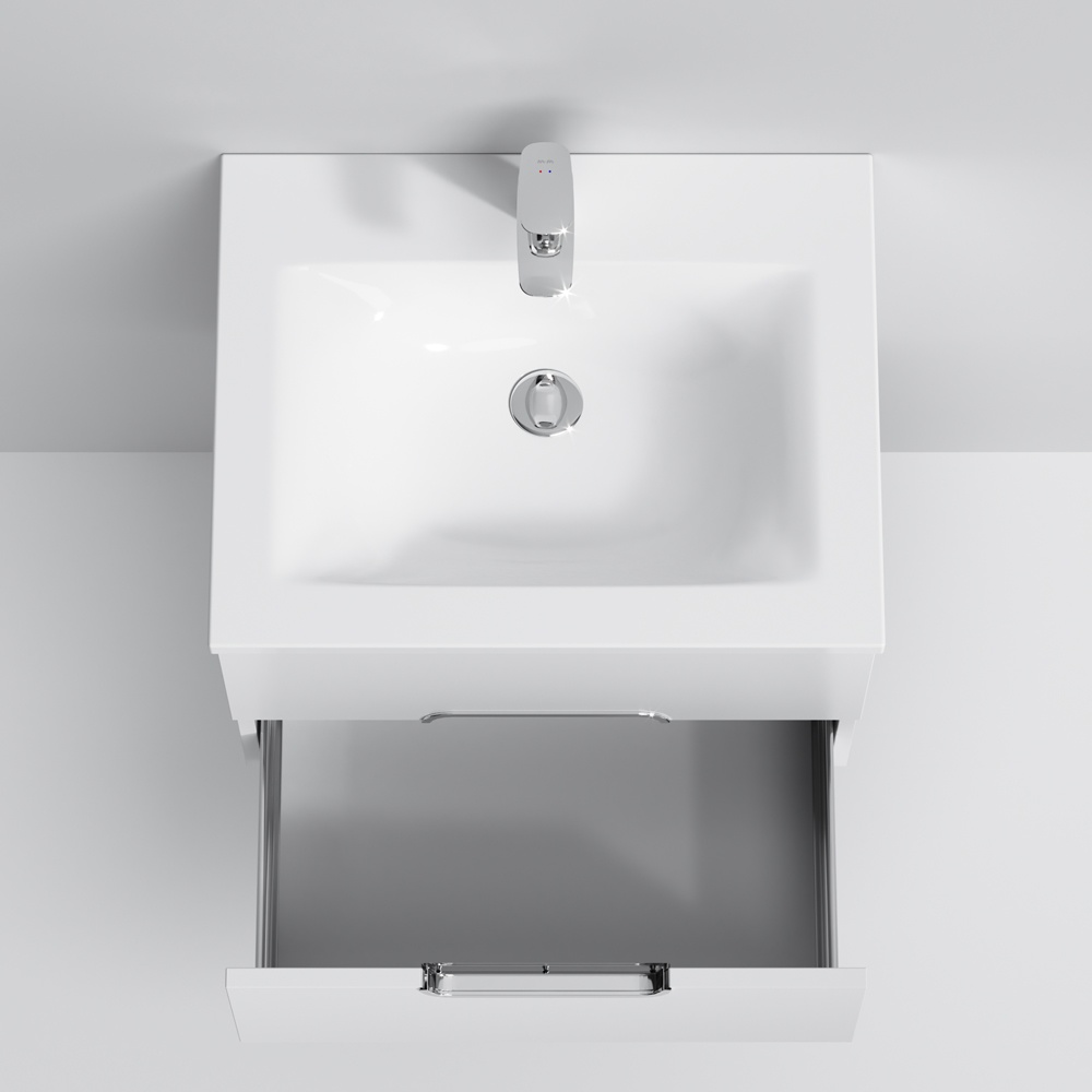 Тумбочка із умивальником для ванної AM.PM Spirit 61x50x49.5см підвісна білий M70-FUX0602-WC0602-38