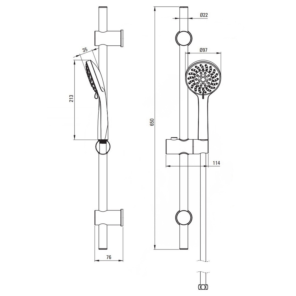 Душевой набор DEANTE Avis с ручной лейкой, шлангом и стойкой 650мм хром NGV_051K