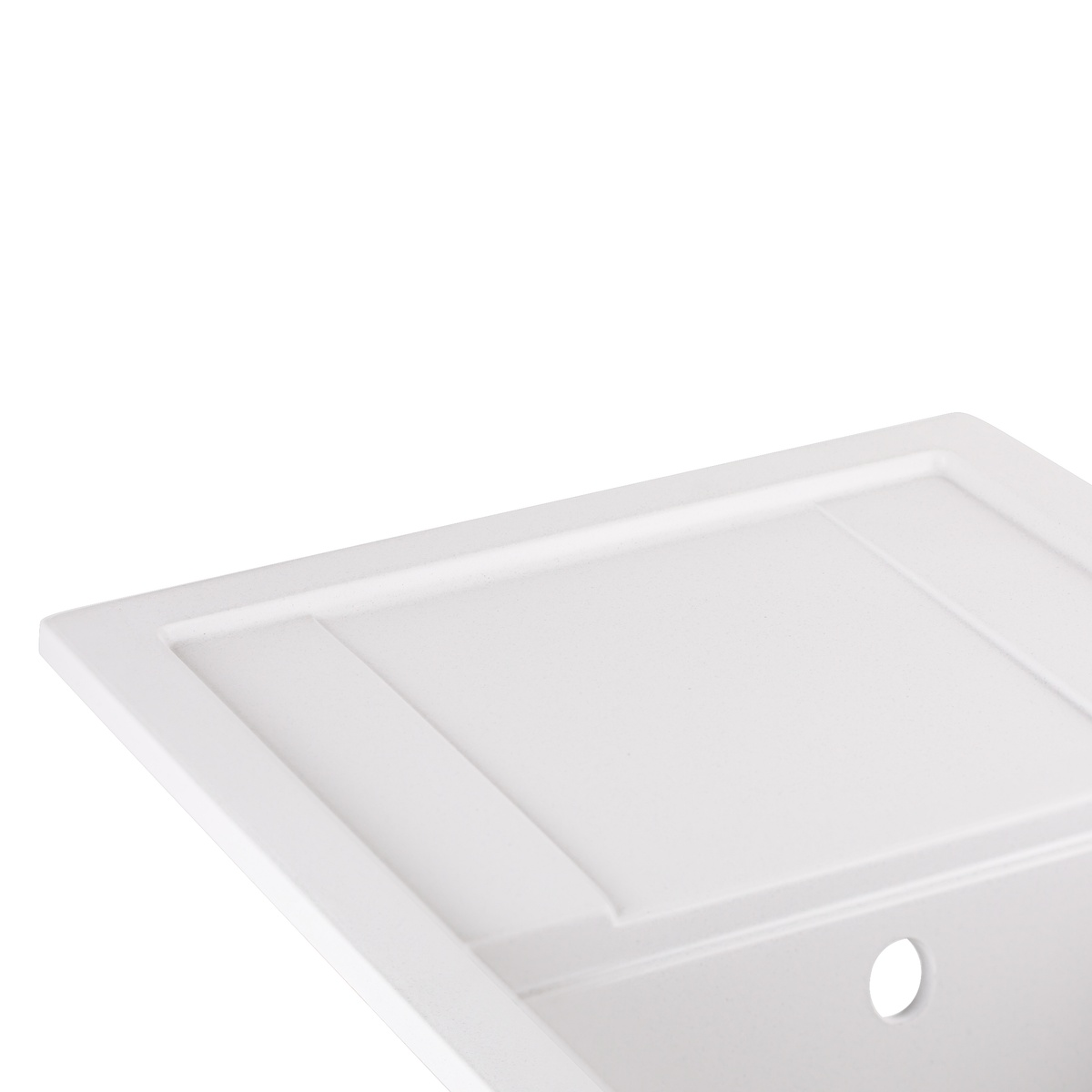 Мийка на кухню зі штучного каміння прямокутна Q-TAP CS 495мм x 725мм білий із сифоном QT7449WHI650