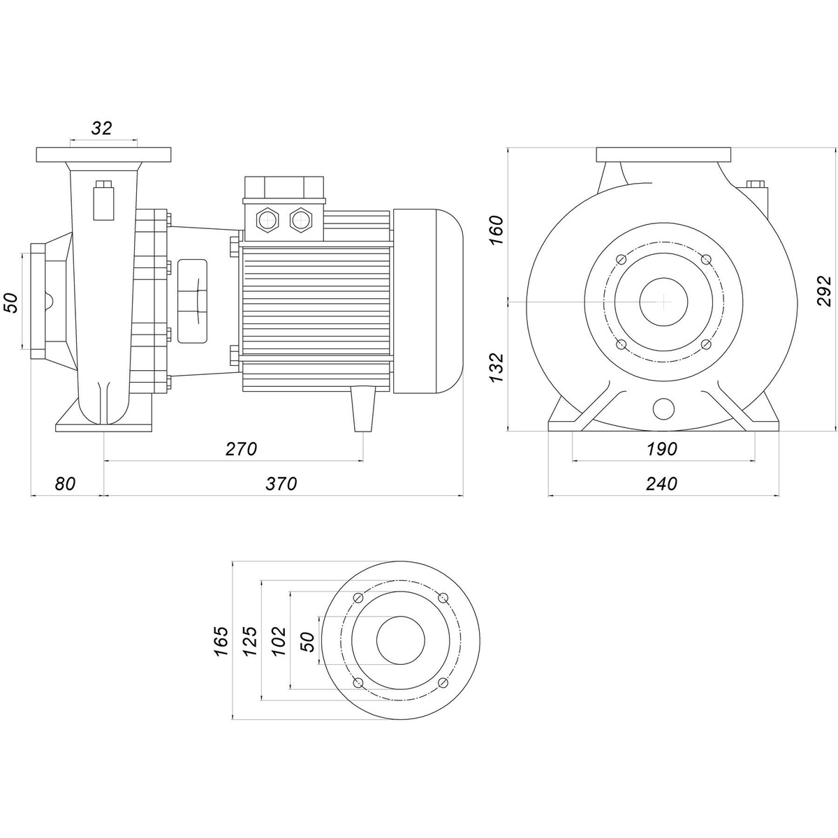 Насос поверхностный SAER центробежный IR 32-160A 3000Вт 20м³/ч Hmax 37м 000015656