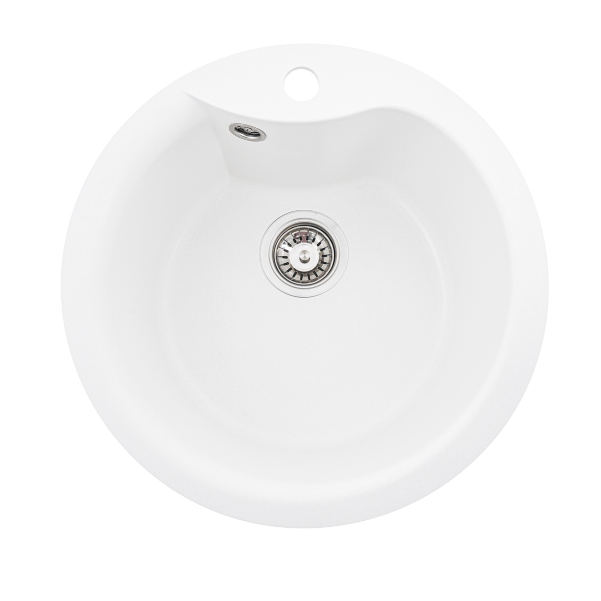Мийка для кухні гранітна кругла PLATINUM 480 TURAS 480x480x220мм без сифону біла PLS-A25037