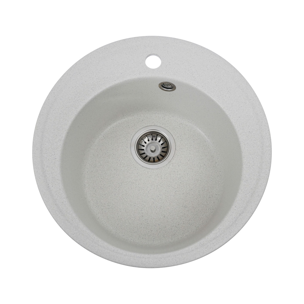 Мийка для кухні гранітна кругла PLATINUM 510 YARA 510x510x180мм без сифону біла PLS-A24804