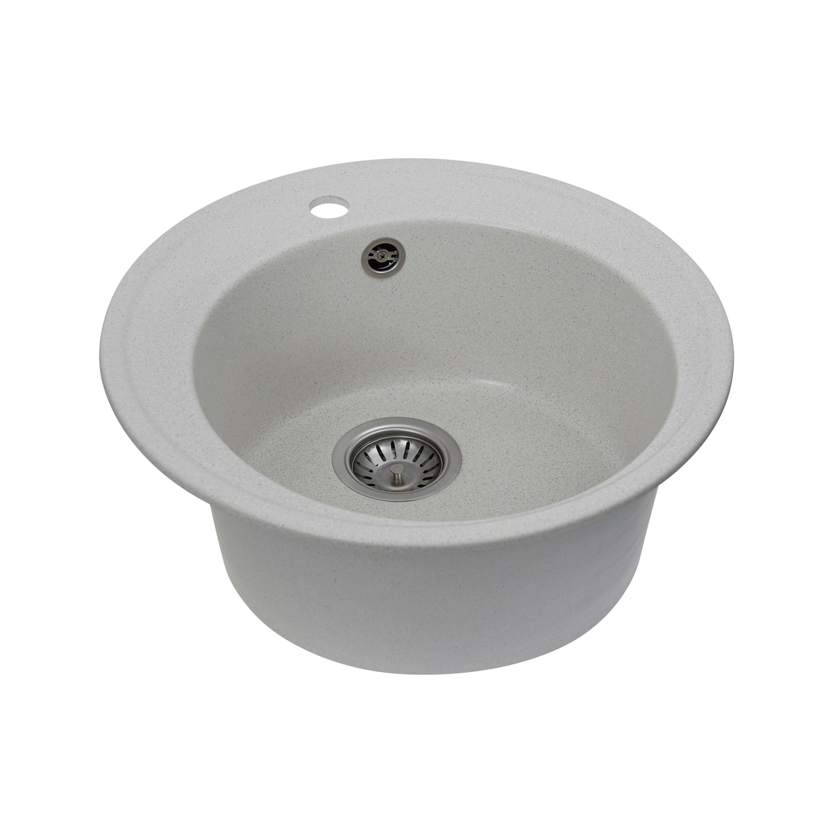 Мийка для кухні гранітна кругла PLATINUM 510 YARA 510x510x180мм без сифону біла PLS-A24804